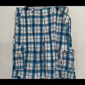 Urban pipeline plaid cargo shorts